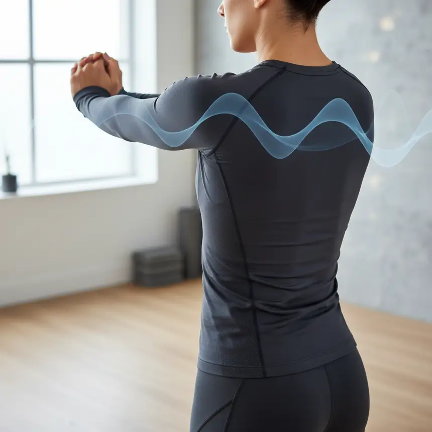 Person gently stretching, highlighting correct form.