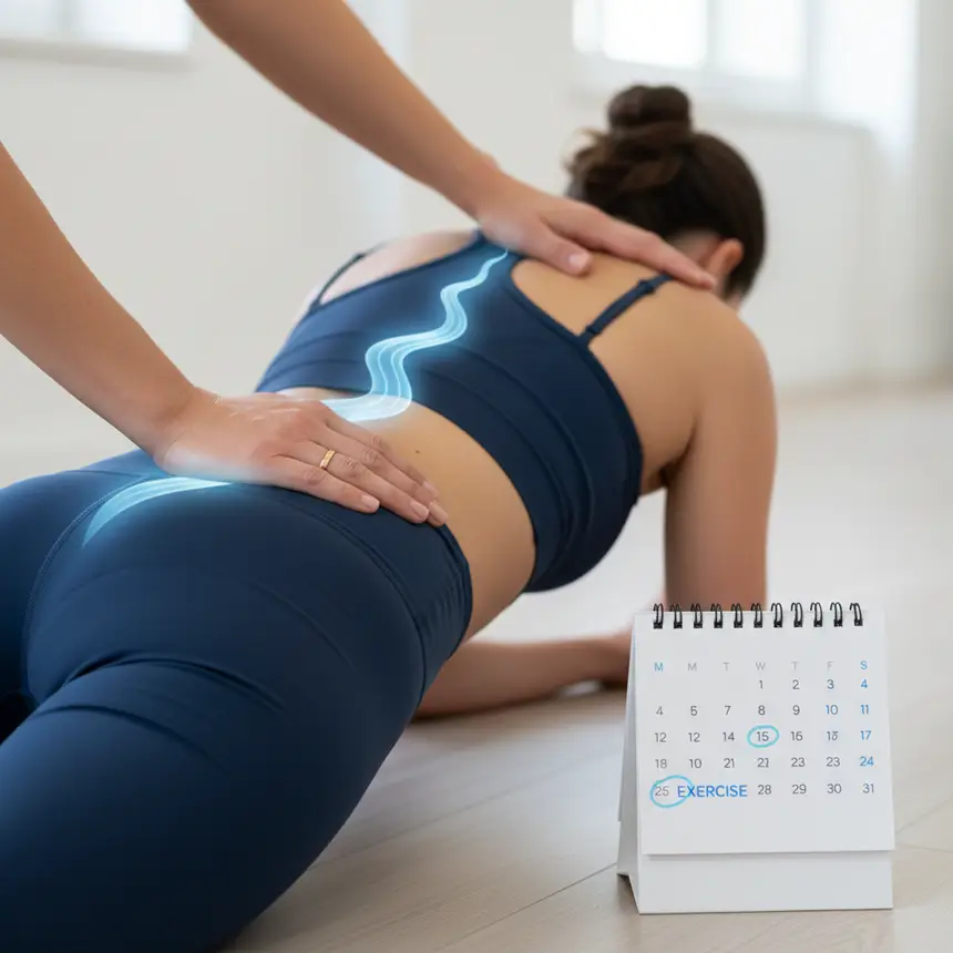 Pilates expert guidance, consistent exercise, daily posture
