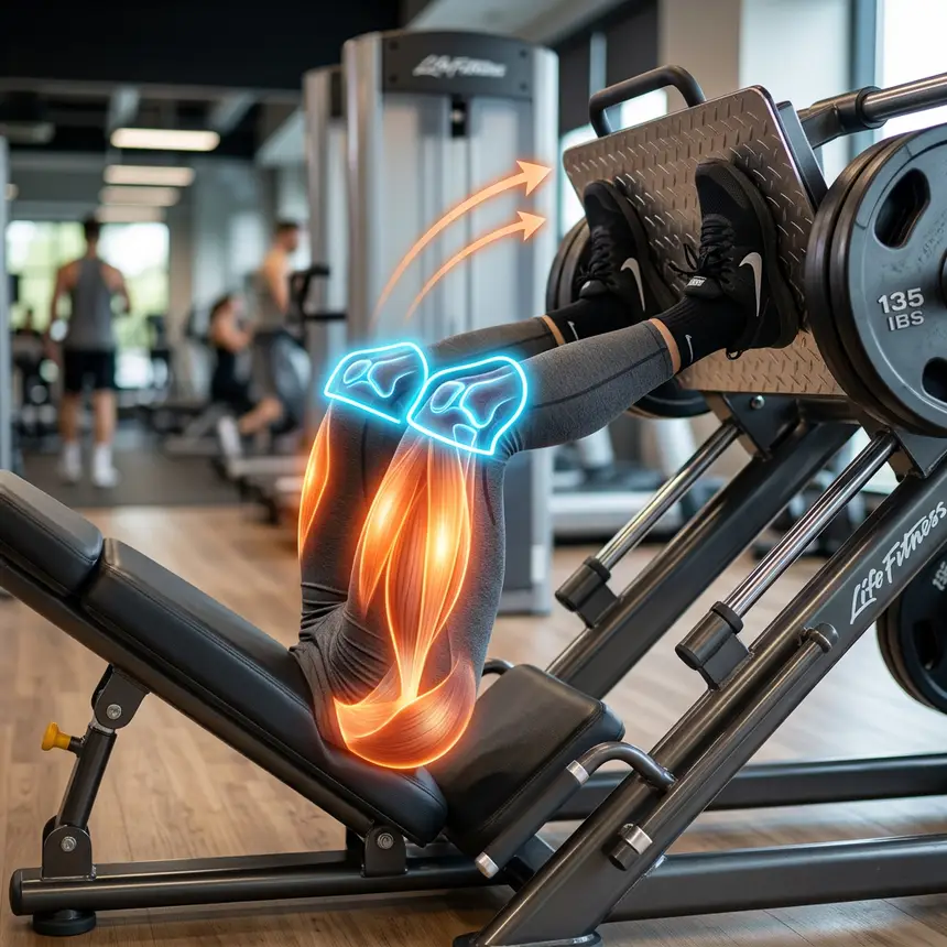 Leg press workout routine, muscle activation, exercise guide
