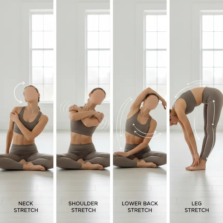Step-by-step stretching movements