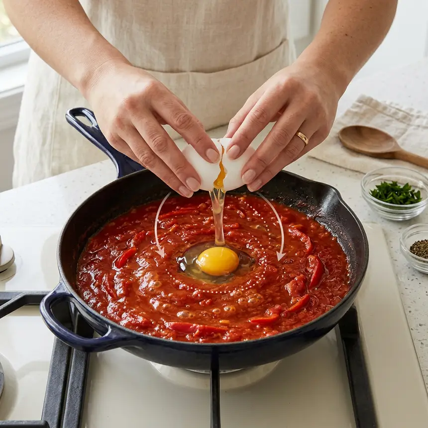 Shakshuka cooking process