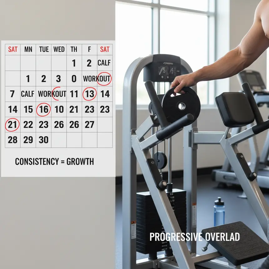 Calf workout schedule, progressive overload