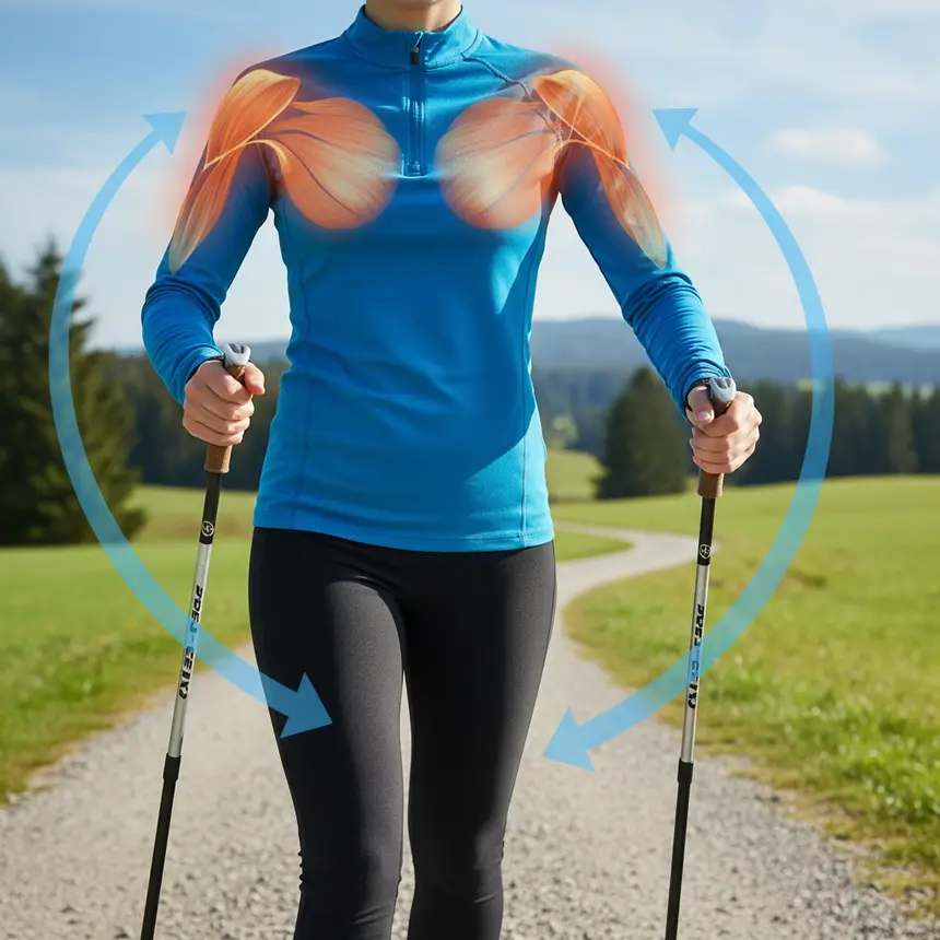 Nordic walking full body muscles