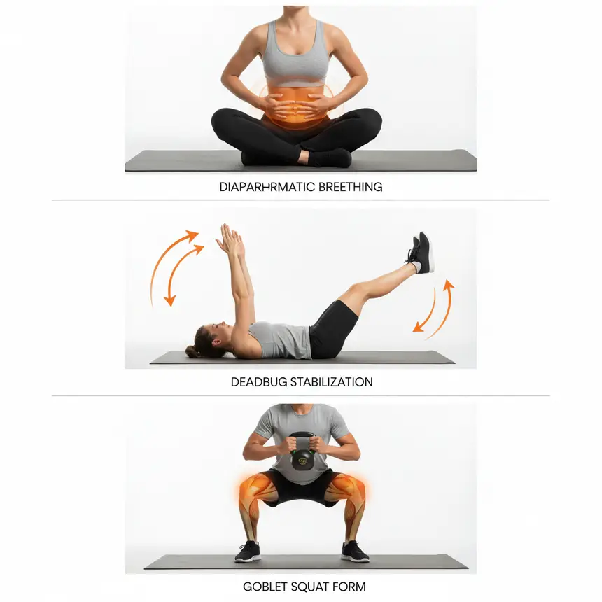 Core exercises, lower body workout, interval training