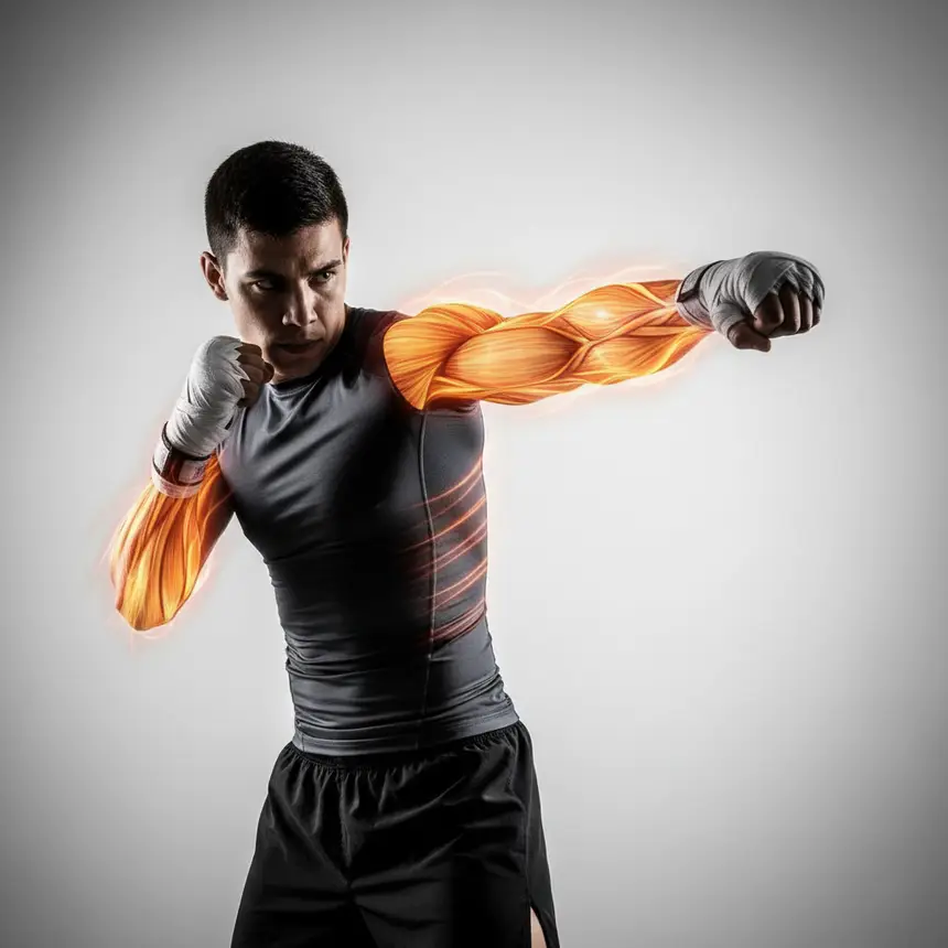 Boxing muscle activation, full-body exercise