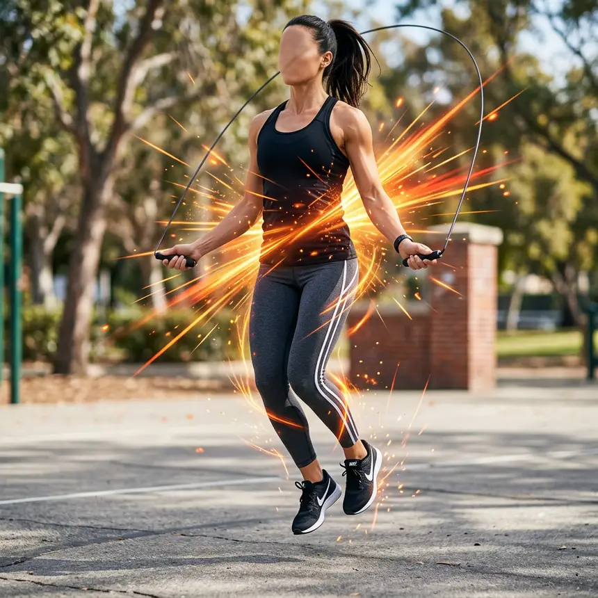 Jump rope exercise, calorie burn