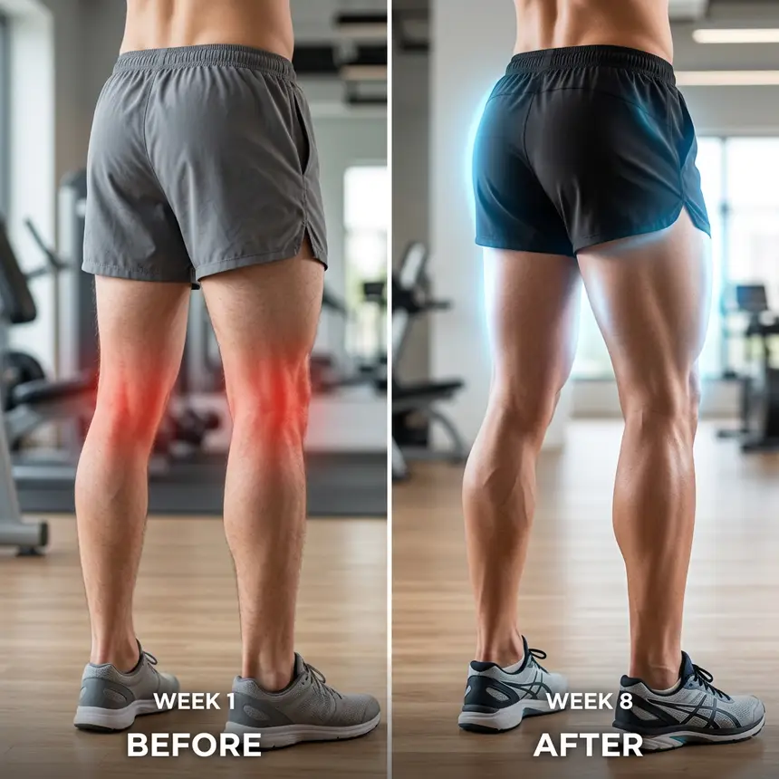 Leg strength improvement, before and after