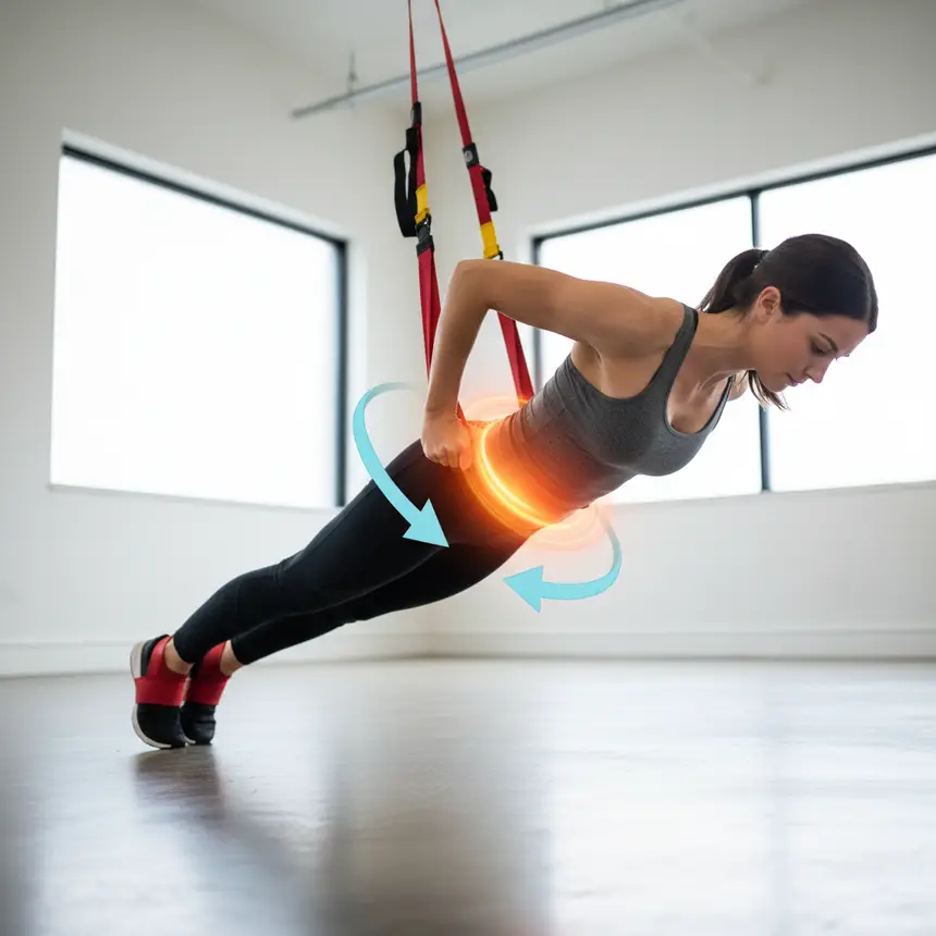 Sling exercise movements, core activation, muscle strengthening
